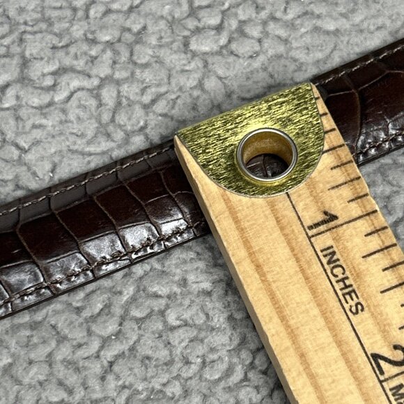 Brighton Belt Womens Small 26 Brown Leather Croc Two Tone Gold Silver Western - Picture 5 of 8